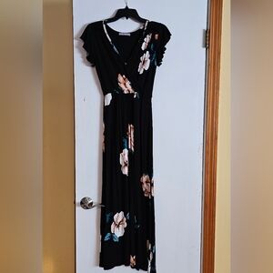 Long black floral maxi dress
